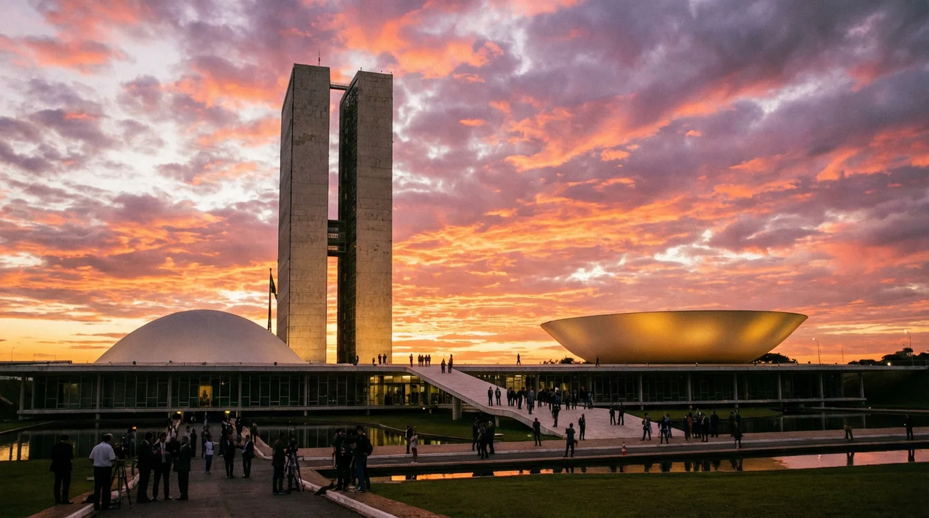 Edifício do Congresso Nacional em Brasília ao entardecer
