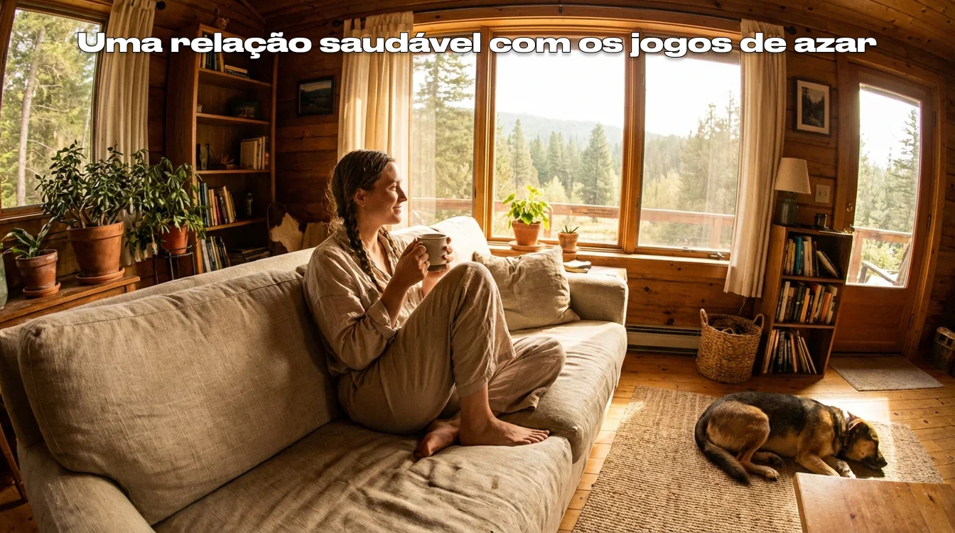 Pessoa relaxada em ambiente equilibrado representando bem-estar e equilíbrio