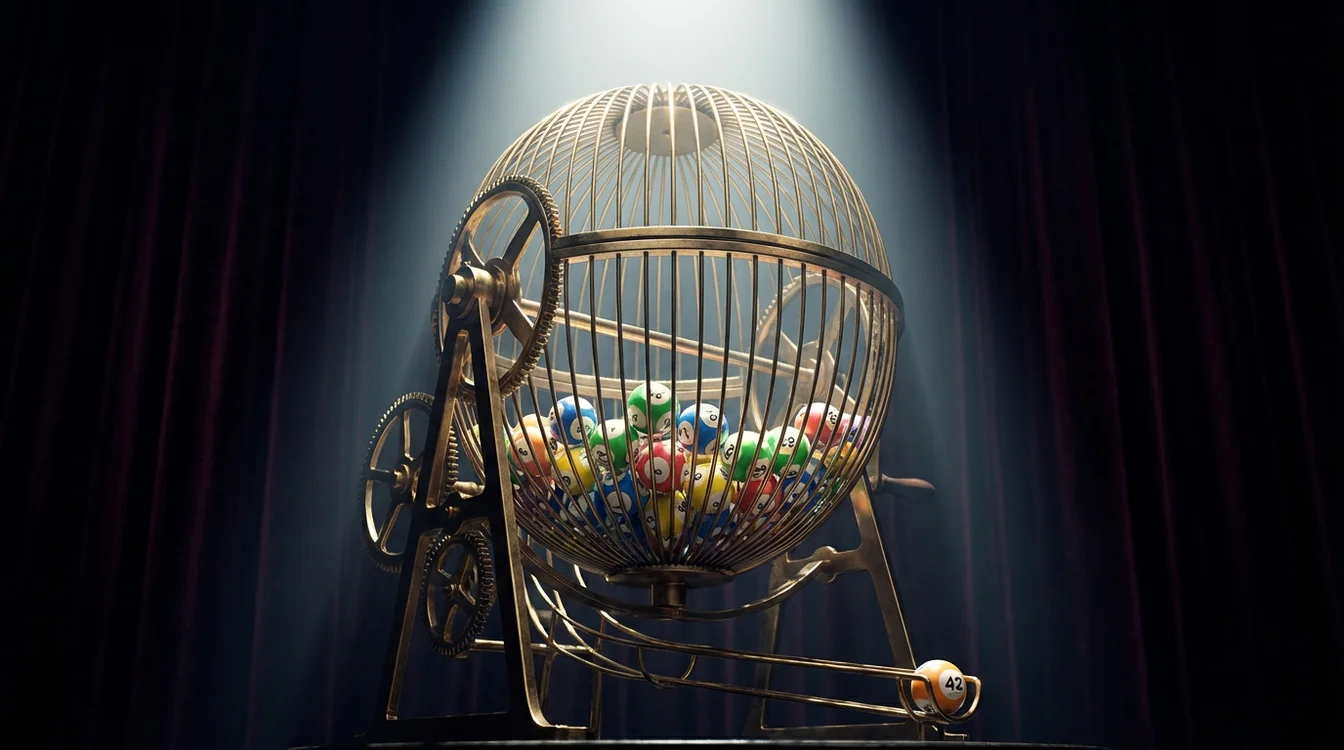 Globo de sorteio com bolas numeradas usado em loterias tradicionais