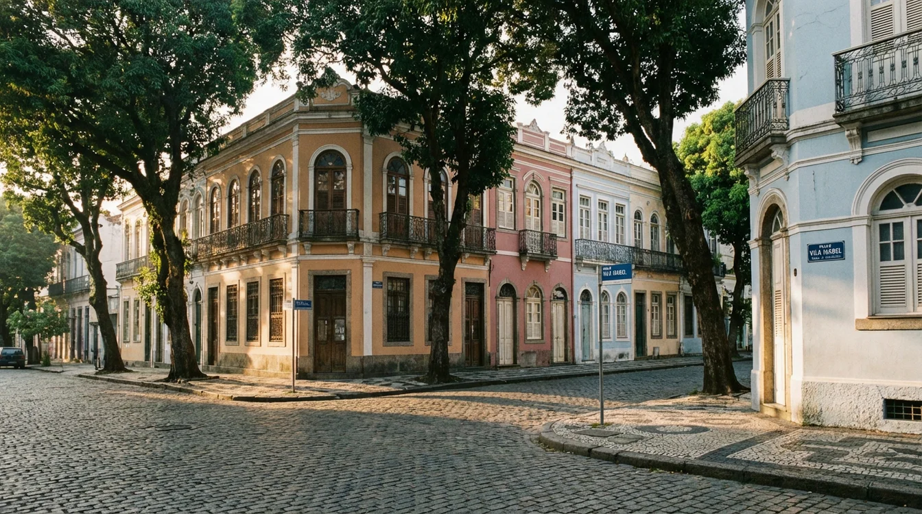 Rua histórica do bairro Vila Isabel no Rio de Janeiro com arquitetura do início do século XX